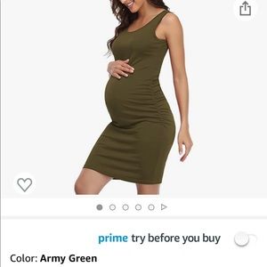 Olive green maternity tank dress - large